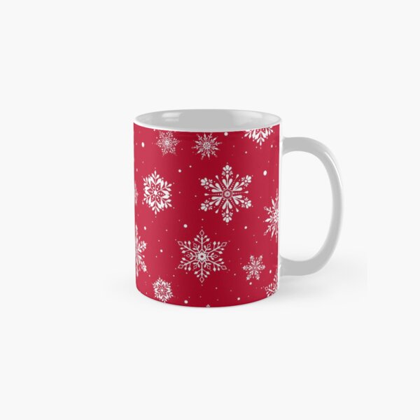 Christmas Folk Snowflakes V2 Red Classic Mug
