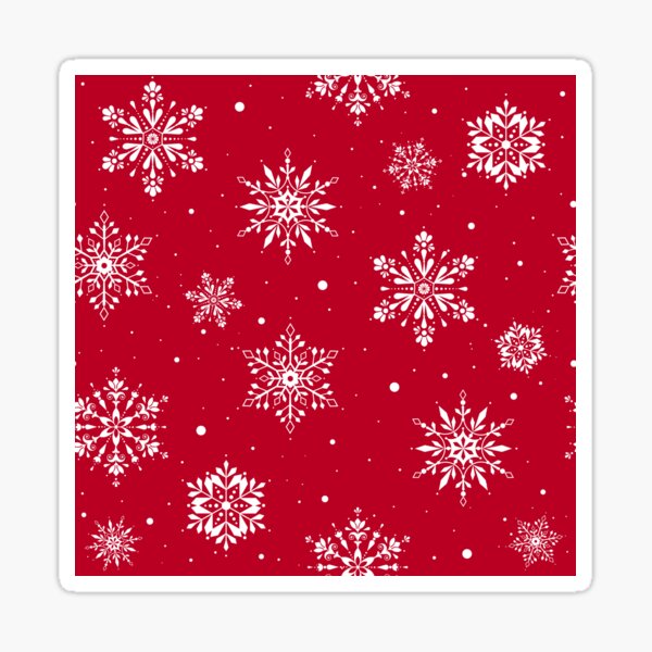 Christmas Folk Snowflakes V2 Red Sticker
