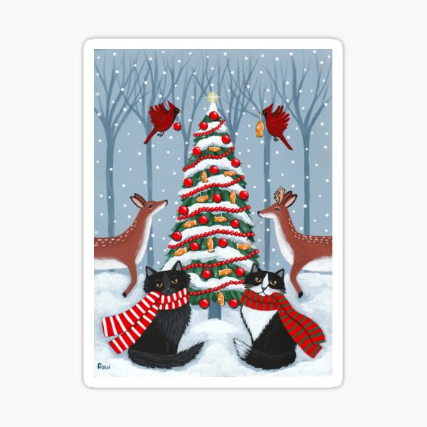 The Woodland Cats Christmas Tree Sticker