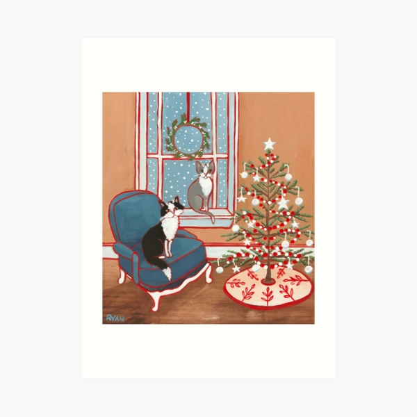 稲垣知雄　木版画　「Cat and Christmas Tree」 稲垣知雄 木版画 「Cat and Christmas Tree」 稲垣知雄 木版画 Black Cat