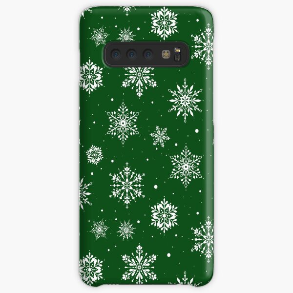 Christmas Folk Snowflakes2 Green Samsung Galaxy Snap Case