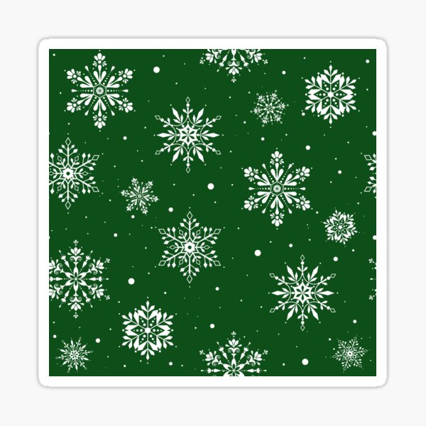 Christmas Folk Snowflakes2 Green Sticker