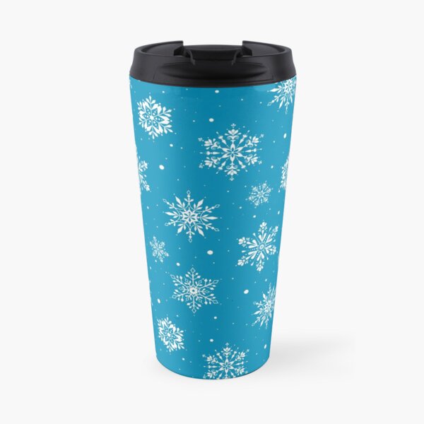 Christmas Folk Snowflakes2 Ice Blue Travel Mug