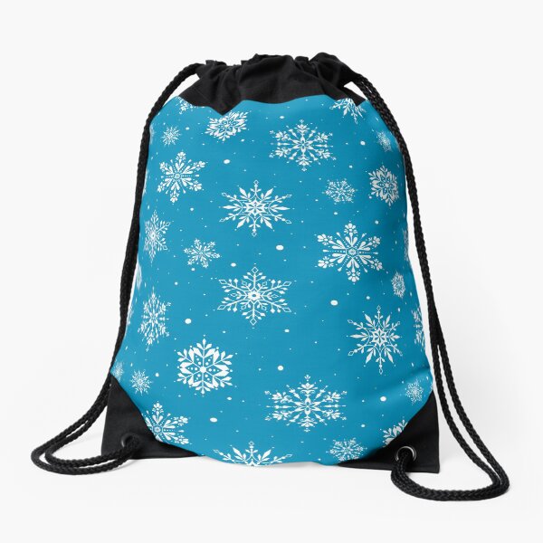 Christmas Folk Snowflakes2 Ice Blue Drawstring Bag