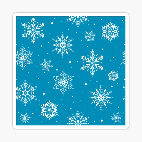 Christmas Folk Snowflakes2 Ice Blue Sticker