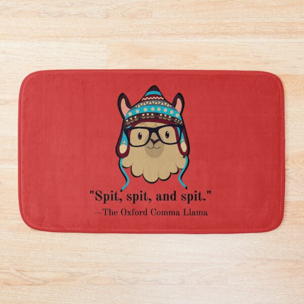Item preview, Oxford Comma Llama black text spit red designed and sold by GrammarDance.