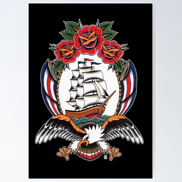 Eagle & Ship Nautical Tattoo