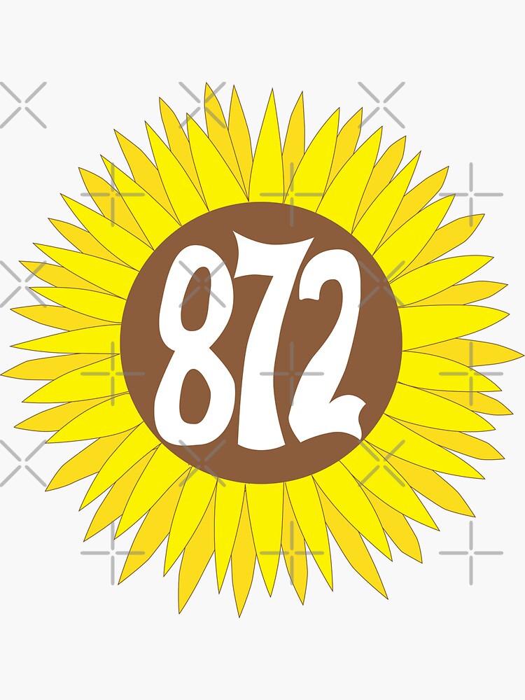 Hand Drawn Illinois Sunflower 872 Area Code Sticker By Itsrturn