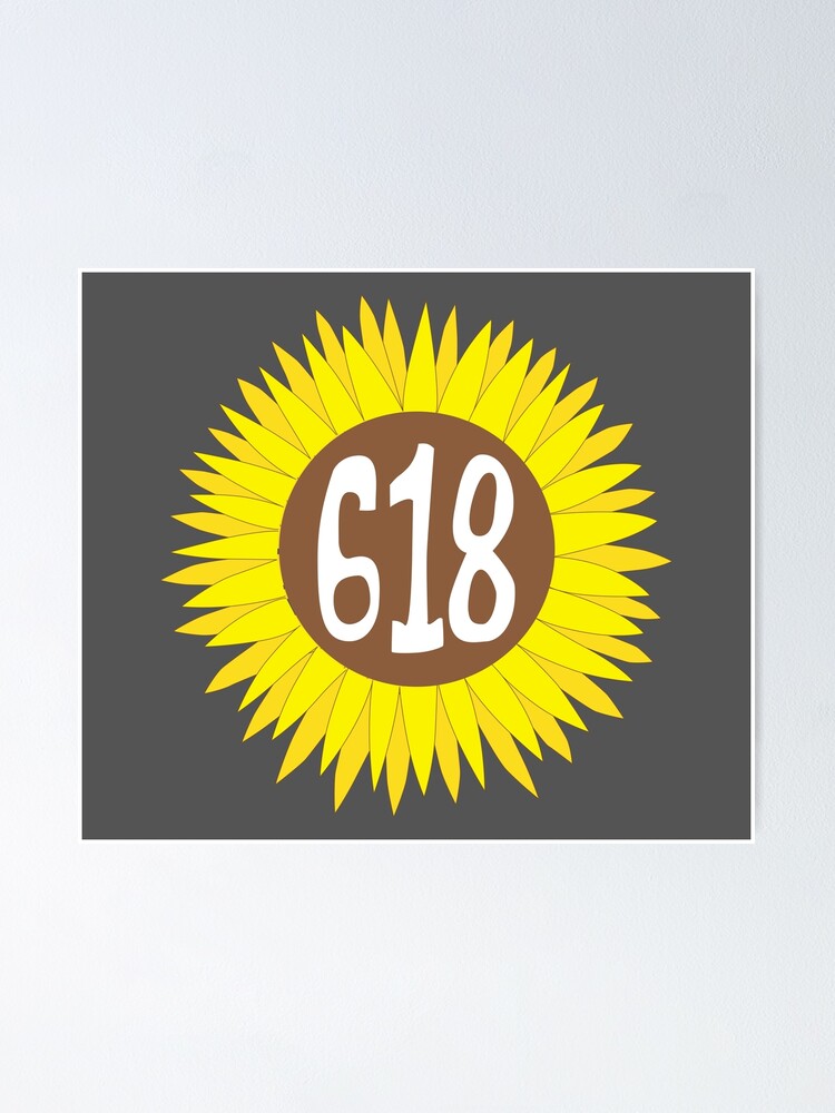 "Hand Drawn Illinois Sunflower 618 Area Code" Poster by itsrturn