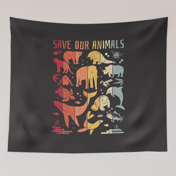 Item preview, Save The Animals - Endangered Animals Retro Design designed and sold by Bangtees.
