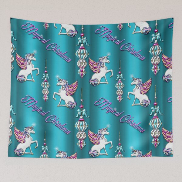 Item preview, Magical Unicorns Blue Christmas designed and sold by GraphicAllusion.