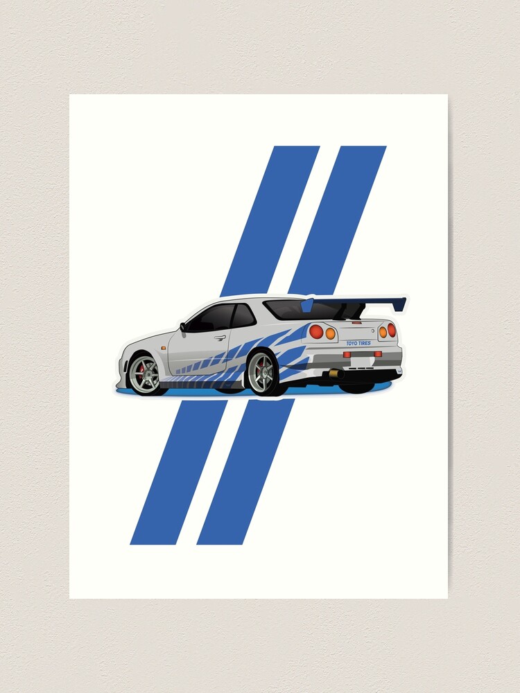 Nissan Skyline R34 GT-R Fast And Furious Art Print for Sale by  BeachHouseArt