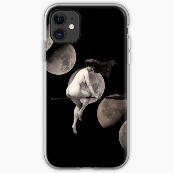 Moon Phases with Flying Vintage Witch iPhone Soft Case