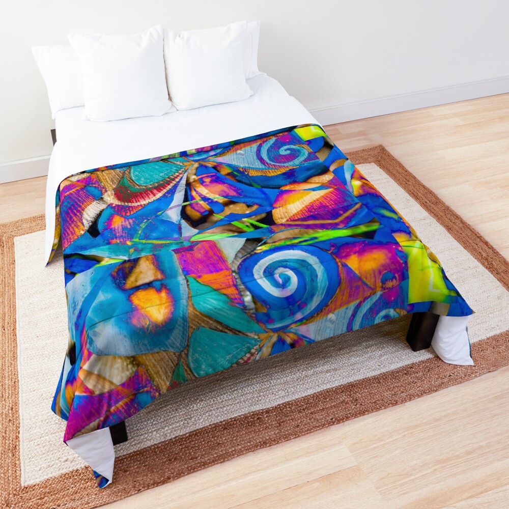 bright colors shapes abstraction Comforter