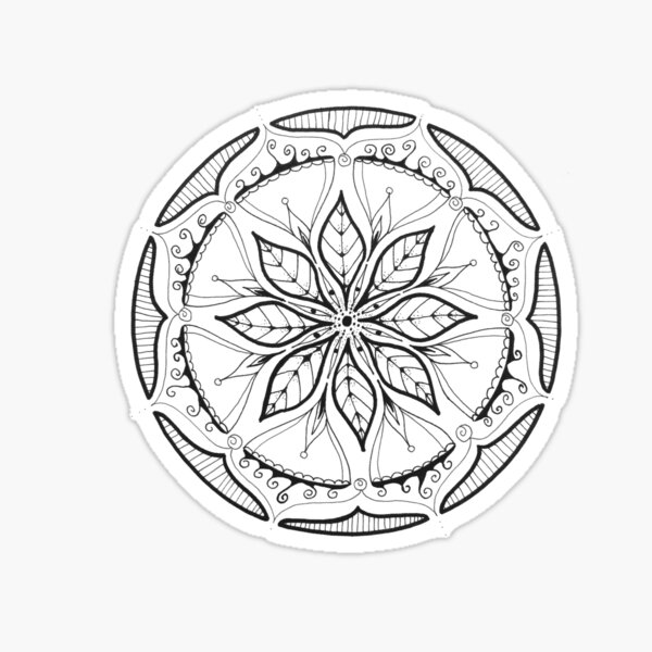 handgemaltes Mandala mit Blättern Sticker
