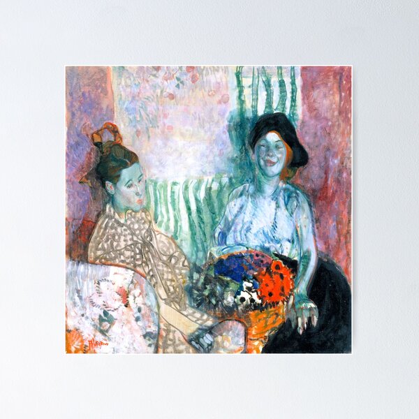 Item preview, Frances Hodgkins - Loveday and Ann - Two Women with a Basket of Flowers designed and sold by ArtExpression.
