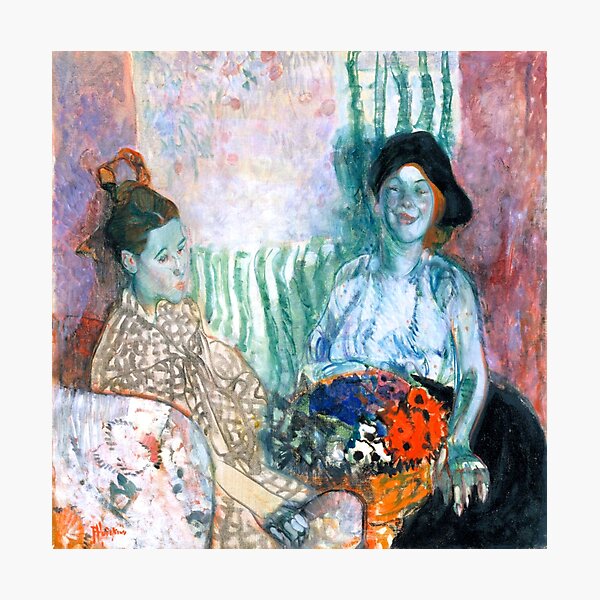 Item preview, Frances Hodgkins - Loveday and Ann - Two Women with a Basket of Flowers designed and sold by ArtExpression.