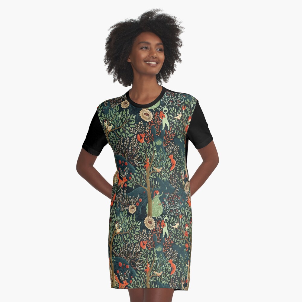 Whimsical Wonderland Graphic T-Shirt Dress