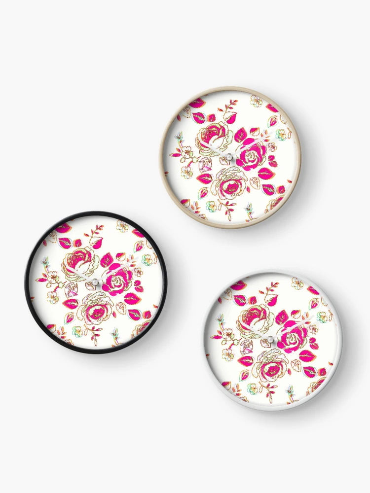 Thumbnail 3 of 4, Clock, Vintage Spring Red Roses designed and sold by PageDesigns.