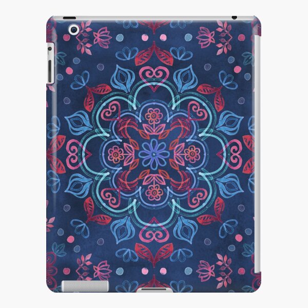 Cherry Red & Navy Blue Watercolor Floral Pattern iPad Snap Case