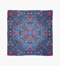Cherry Red & Navy Blue Watercolor Floral Pattern Scarf
