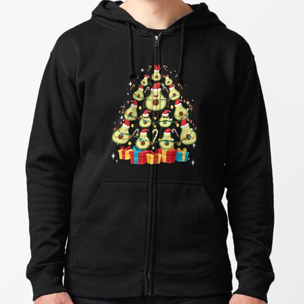 Avocado Plant Based Christmas Tree - Avocado Lover Christmas Zipped Hoodie