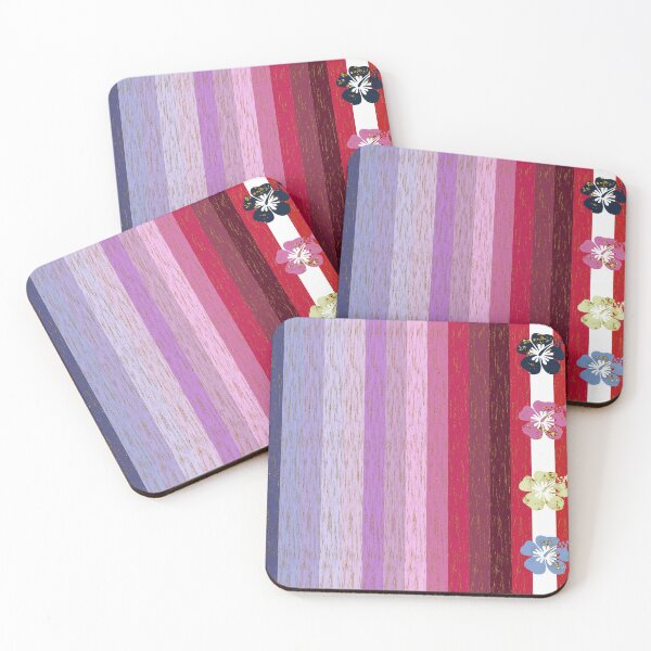 Item preview, Multiple Colored Marble Stripes with Hibiscus Flowers designed and sold by BloomCatB.