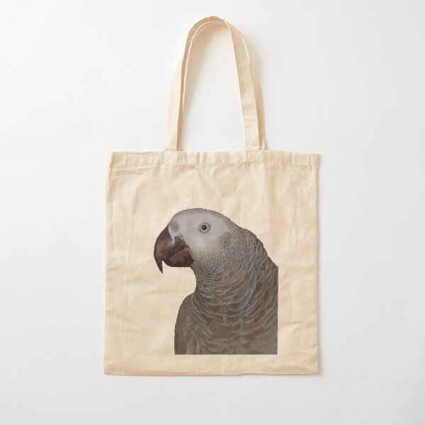 African Grey Parrot Head Cotton Tote Bag