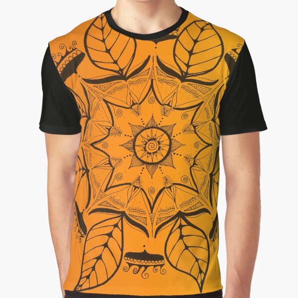 very beautiful hand painted mandala, orange Graphic T-Shirt