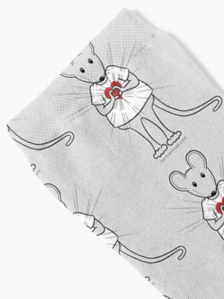 Thumbnail 2 of 5, Socks, MantraMouse® Sending Out Love Cartoon on Gray Background designed and sold by donnamartini.
