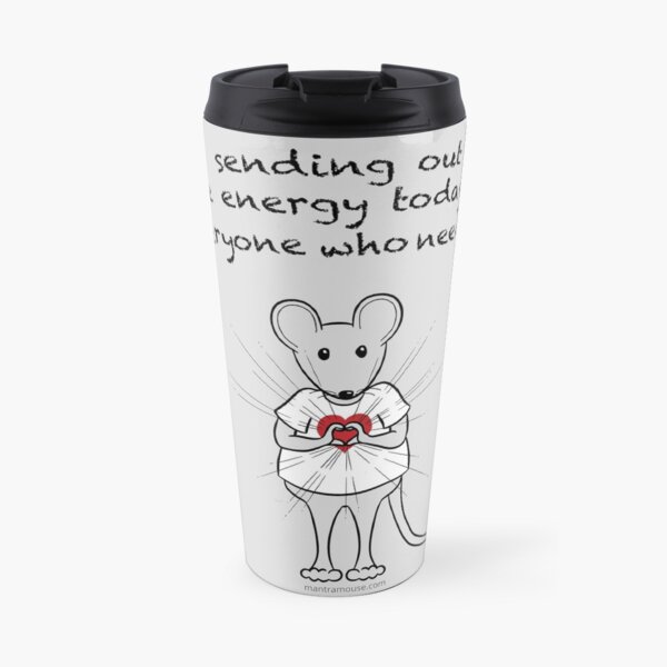 MantraMouse® Sending Out Love Cartoon on Gray Background Travel Mug