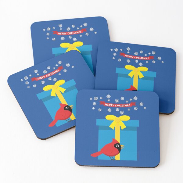 Item preview, Cute Red Cardinal With Blue Gift designed and sold by BirdAtWork.