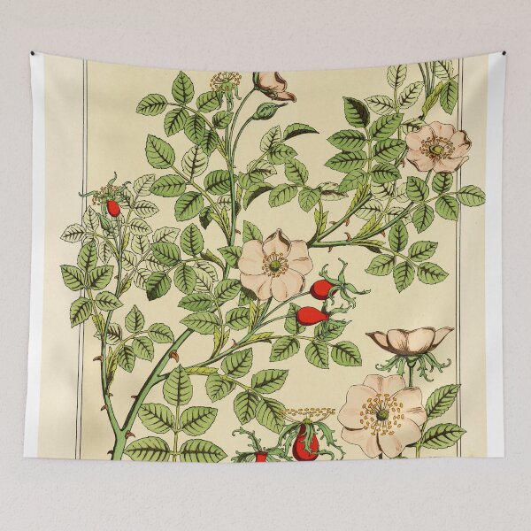 Item preview, French botanical flower plate - Maurice Verneuil - Eglantier designed and sold by DejaVuStudio.