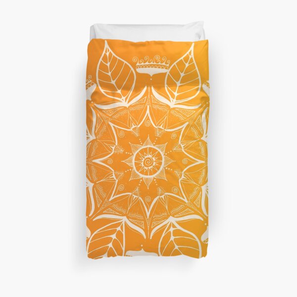 enchanting mandala, hand painted in white Duvet Cover