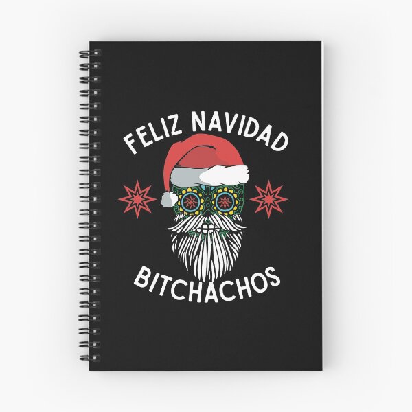 Artikelvorschau, Feliz Navidad Bitchachos Frohe spanische Weihnachten Mexican Sugar Skull in Santa's Hat entworfen und verkauft von alenaz.