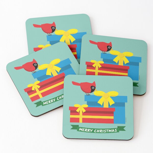 Item preview, Cute Red Cardinal Opening A Blue Gift designed and sold by BirdAtWork.
