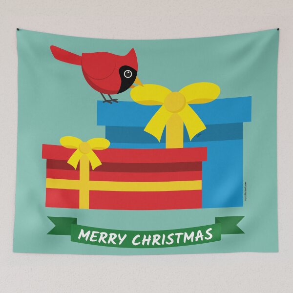 Item preview, Cute Red Cardinal Opening A Blue Gift designed and sold by BirdAtWork.