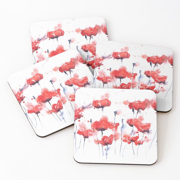 Artikelvorschau, Rote Mohnblumen-Malerei Mohnblumen-Aquarell-Malerei von Syman Kaye entworfen und verkauft von Syman Kaye.