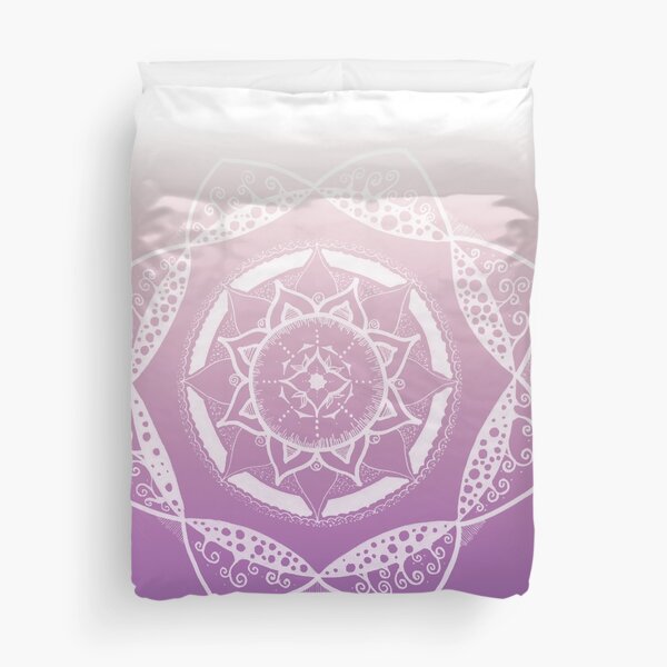 beautiful hand painted mandala in white Duvet Cover