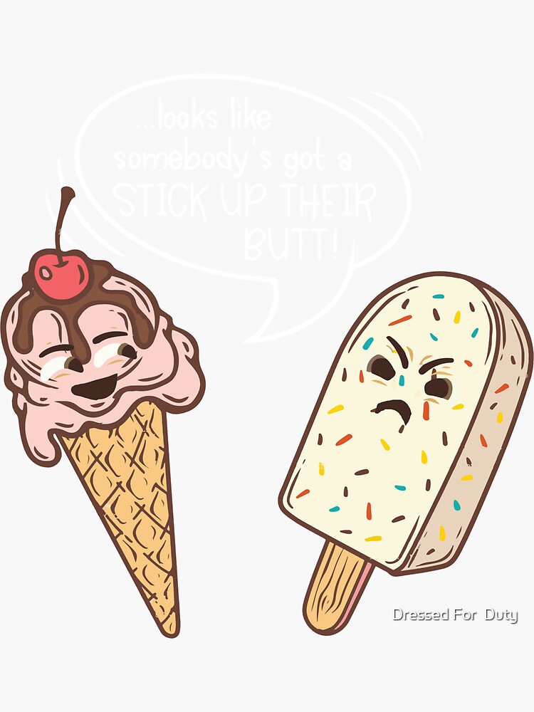 "Ice Cream Day Cone and Popsicle Joke Funny Parlor Talk Gift" Sticker