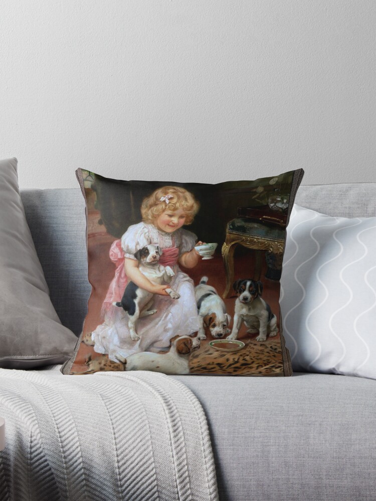Too Hot c1904 by British Painter Arthur John Elsley (1860 - 1952) Decorative Art Print Throw Pillow