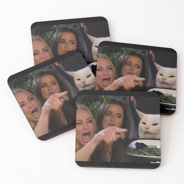 Woman Yelling at a Cat Coasters (Set of 4)