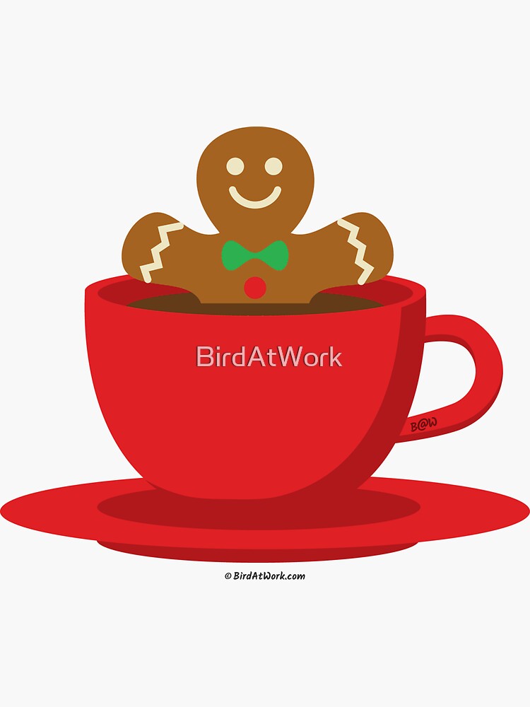 Gingerbread Man Relaxing In A Hot Chocolate Red Cup by BirdAtWork