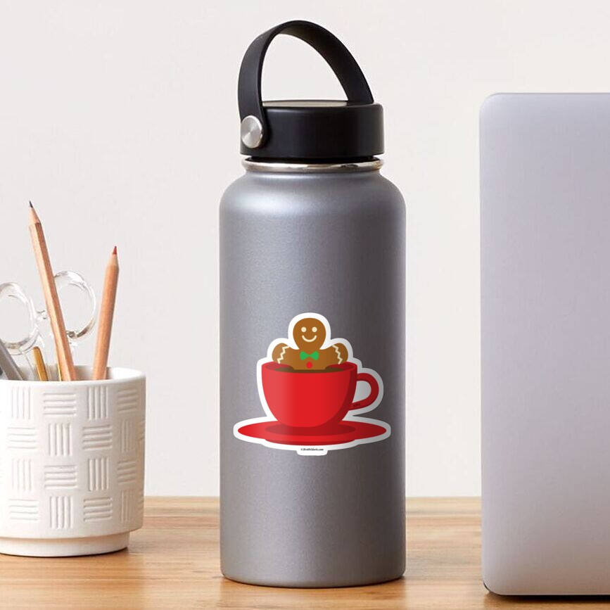 Gingerbread Man Relaxing In A Hot Chocolate Red Cup Sticker