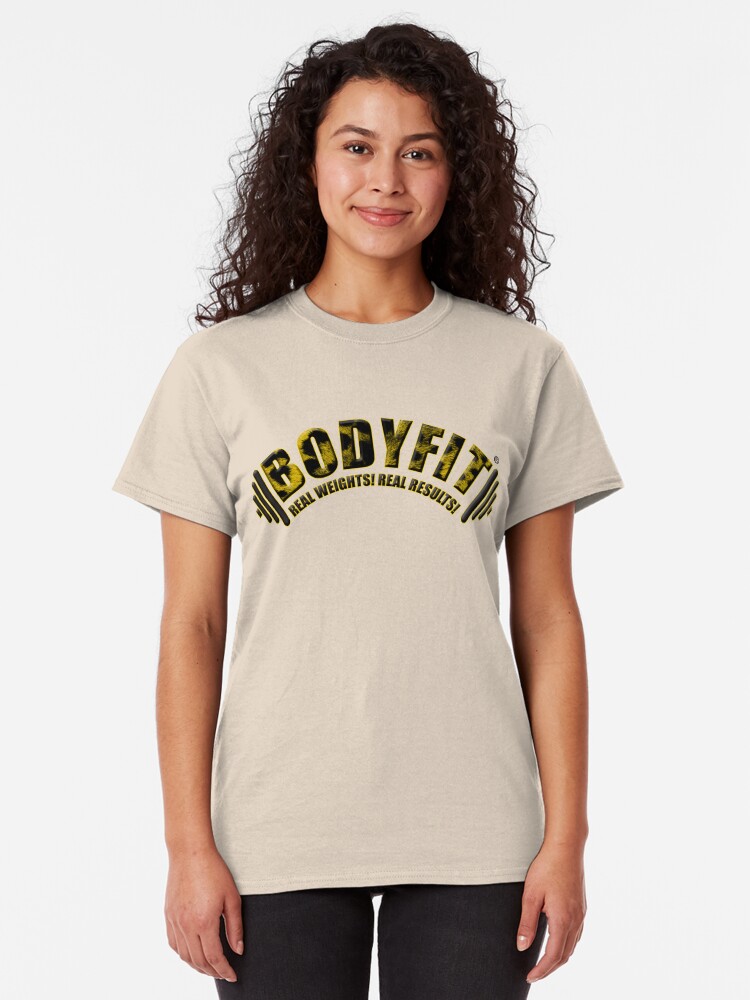 Alternate view of BODYFIT Cheetah Real Weights Real Results Logo Classic T-Shirt