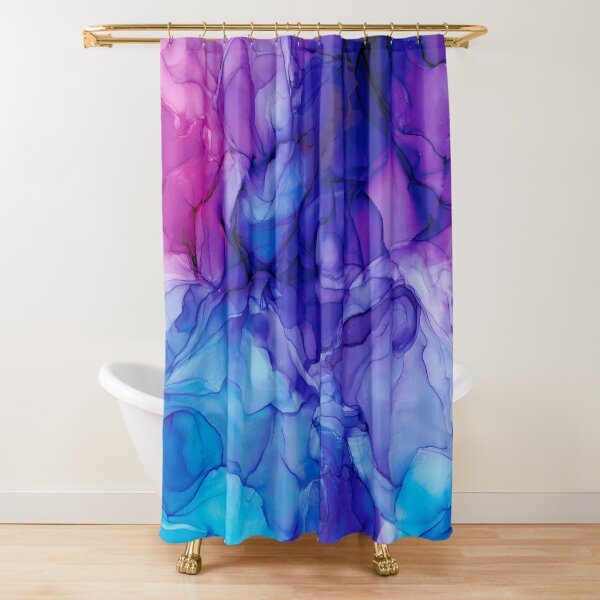 Purple, Pink, and Blue Abstract: Original Alcohol Ink Painting Shower Curtain