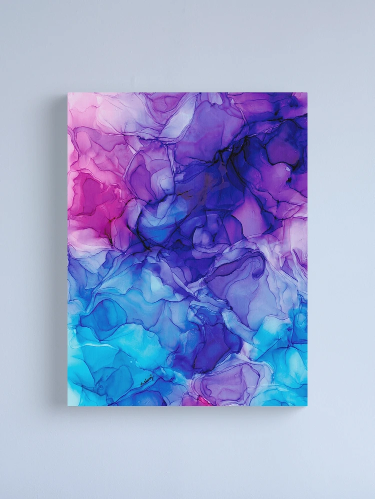 Alcohol Ink Painting on Canvas: Blush, Purple Mauve & Wild Plum