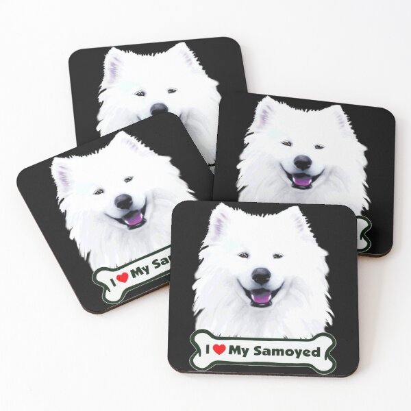 Item preview, Smiling White "I ❤️ My Samoyed" Bone Dog Face Painting designed and sold by RetroSkullArt.