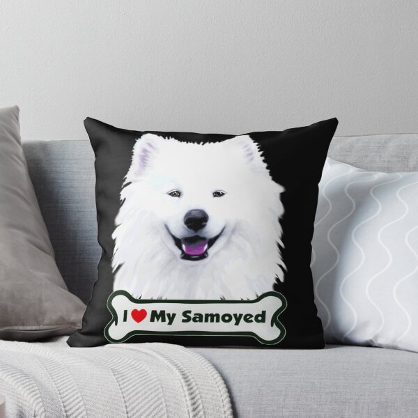 Item preview, Smiling White "I ❤️ My Samoyed" Bone Dog Face Painting designed and sold by RetroSkullArt.