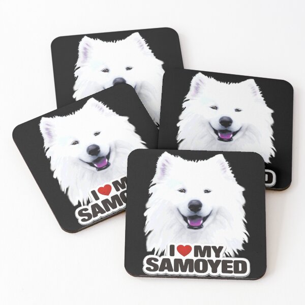 Item preview, Smiling White "I ❤️ MY SAMOYED" Dog Face Painting designed and sold by RetroSkullArt.